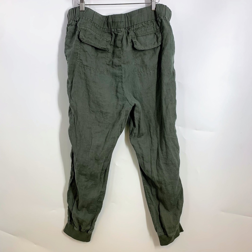 Caslon Womens Olive Green 100% Linen Blend Drawstring‎ Jogger Pants Size L - Picture 2 of 13